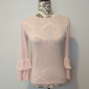 Light Pink Long-Sleeve Ruffle Cuff Top